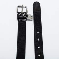 Pre Owned D&G Black Iridescent Leather Skinny Buckle Belt 85CM