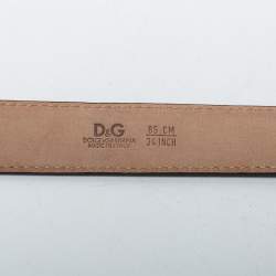 Pre Owned D&G Black Iridescent Leather Skinny Buckle Belt 85CM