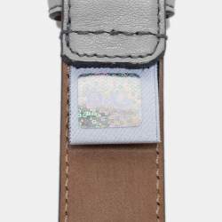 Pre Owned D&G Grey Leather DG Logo Belt 90CM