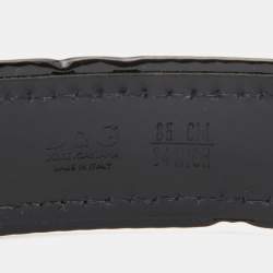 D&G Brown/Black Leopard Print Canvas and Patent Leather Logo Buckle Belt 85 CM