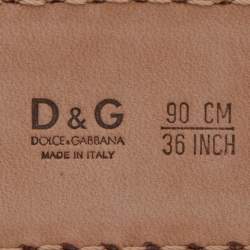 Pre Owned D&G Red Leather Logo Buckle Belt 90 CM