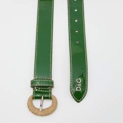 Pre Owned D&G Green Patent Leather Buckle Belt 85CM
