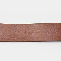 Pre Owned D&G Dark Brown Leather Logo Buckle Wide Belt 90CM