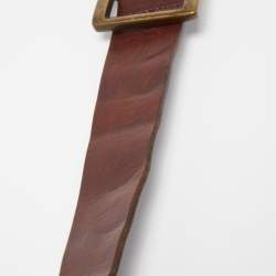 Pre Owned D&G Brown Leather DG Logo Embellished Buckle Belt 80CM