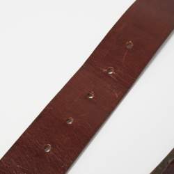 Pre Owned D&G Brown Leather DG Logo Embellished Buckle Belt 80CM