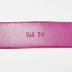 Pre Owned D&G Burgundy Patent Leather Grommet Buckle Belt 80CM