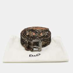 D&G Beige/Black Lace And Satin Buckle Belt 85 CM