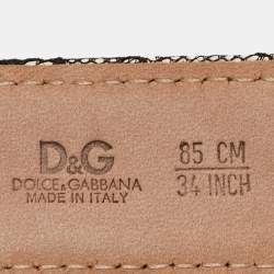 D&G Beige/Black Lace And Satin Buckle Belt 85 CM