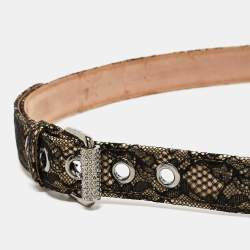 D&G Beige/Black Lace And Satin Buckle Belt 85 CM