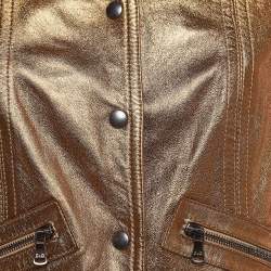 D&G Metallic Coated Leather Bomber Jacket M