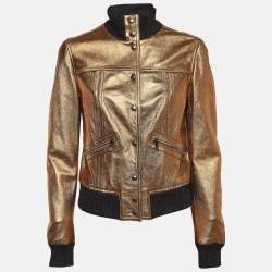 D&G Metallic Coated Leather Bomber Jacket M