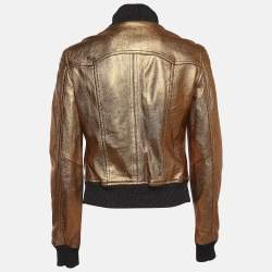 D&G Metallic Coated Leather Bomber Jacket M