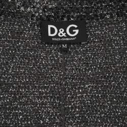 D&G Grey/Silver Lurex and Sequin Detail Coat M