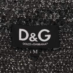 D&G Grey/Silver Lurex and Sequin Detail Coat M