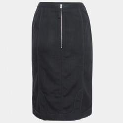 Dolce & Gabbana Black Crepe Piping Detail Pencil Skirt S