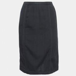Dolce & Gabbana Black Crepe Piping Detail Pencil Skirt S