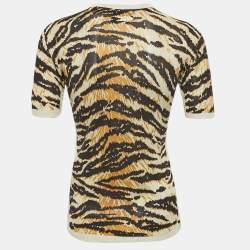 Pre Owned D&G Brown Tiger Pattern Cotton Knit T-Shirt S