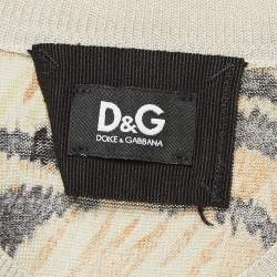 Pre Owned D&G Brown Tiger Pattern Cotton Knit T-Shirt S