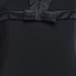 D&G Black Stretch Crepe Lace Trim V Neck Mini Dress S
