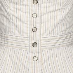 Pre Owned D&G Cream Striped Cotton Mini Dress S