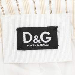Pre Owned D&G Cream Striped Cotton Mini Dress S