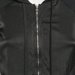 Pre Owned D&G Black Satin and Cotton Knit Zip-Up Jacket S