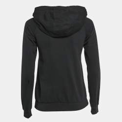 Pre Owned D&G Black Satin and Cotton Knit Zip-Up Jacket S