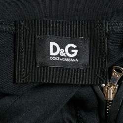 Pre Owned D&G Black Satin and Cotton Knit Zip-Up Jacket S