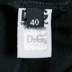 Pre Owned D&G Black Satin and Cotton Knit Zip-Up Jacket S