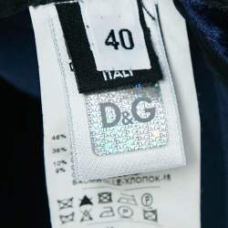 Pre Owned D&G Blue Lace Trim Velvet and Silk Blouse S