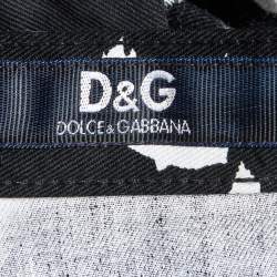 Pre Owned D&G Black Logo Print Denim Wide-Leg Jeans M 