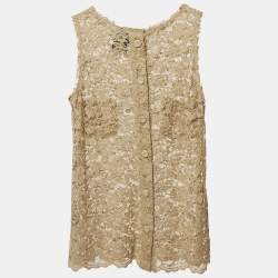 D&G Beige Lace Sleeveless Sheer Top S