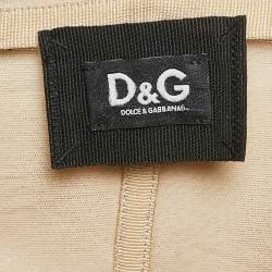 Pre Owned D&G Cream Silk Flared Sleeveless Midi Dress S