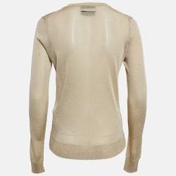 D&G Gold Lurex Knit Button Front Cardigan M