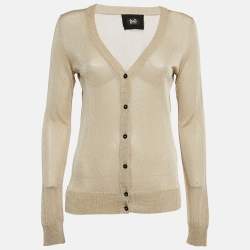 D&G Gold Lurex Knit Button Front Cardigan M