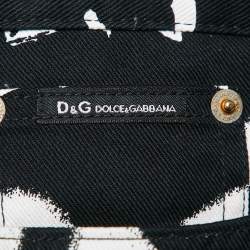 Pre Owned D&G Black Logo Print Denim Flared Jeans M Waist 28"