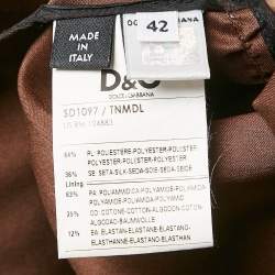 Pre Owned D&G Brown Satin Pleated Detail Mini Dress M