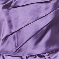 D&G Purple Satin Draped Strapless Short Dress M