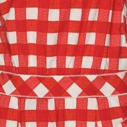 D&G White/Red Cotton Blend Gingham Jumpsuit M