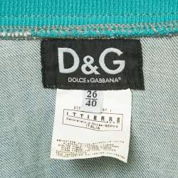 D&G Blue Crystal Embellished Denim Ribbed Trim Jacket S