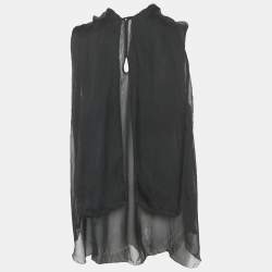 D&G Black Crinkled Silk Sleeveless Top M