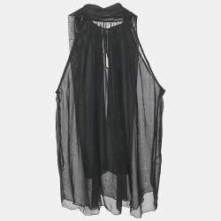 D&G Black Crinkled Silk Sleeveless Top M