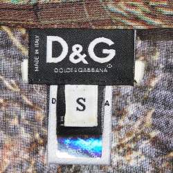 Pre Owned D&G Brown Printed Cotton Sleeveless Top S 