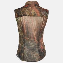 Pre Owned D&G Brown Printed Cotton Sleeveless Top S 