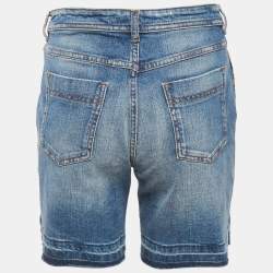 Pre Owned D&G Multicolor Patchwork Denim Bermuda Shorts M Waist 32"