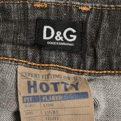 Pre Owned D&G Grey Washed Denim Low Waist Flared Fit Jeans S Waist 24"