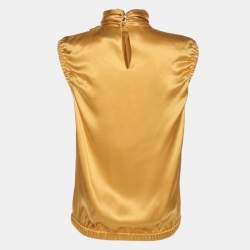 Pre Owned D&G Yellow Silk High Neck Sleeveless Top M