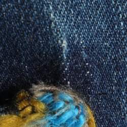 Pre Owned D&G Blue Multicolor Denim and Wool Long Sleeve Dress S