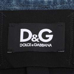 Pre Owned D&G Blue Multicolor Denim and Wool Long Sleeve Dress S