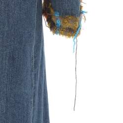 Pre Owned D&G Blue Multicolor Denim and Wool Long Sleeve Dress S